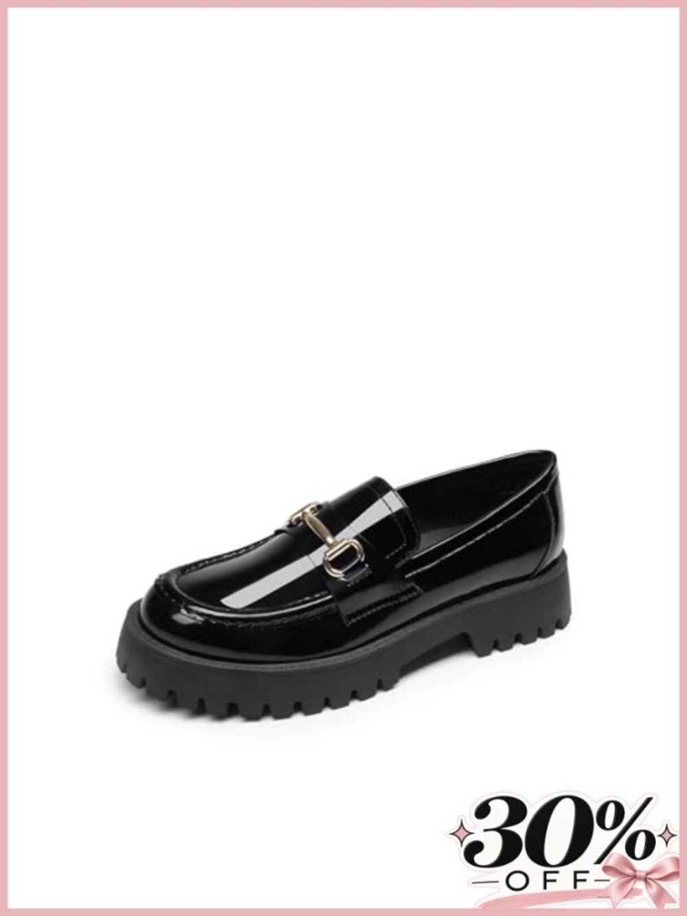 Faux Leather Platform Chunky Loafers Slip-On Business Casual Shoes